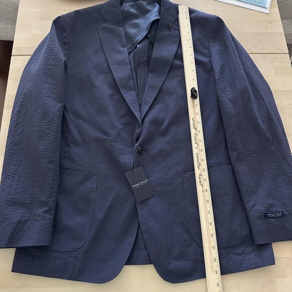 Peter Millar Blazer 44 Navy Crown Crafted Seersucker Sport Coat Jacket Unstructu - Picture 12 of 13